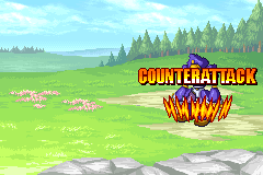 Close-up: COUNTERATTACK banner with flames over Banisher