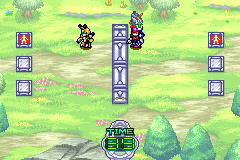 The battle field with both Medabots near the barrier in the middle